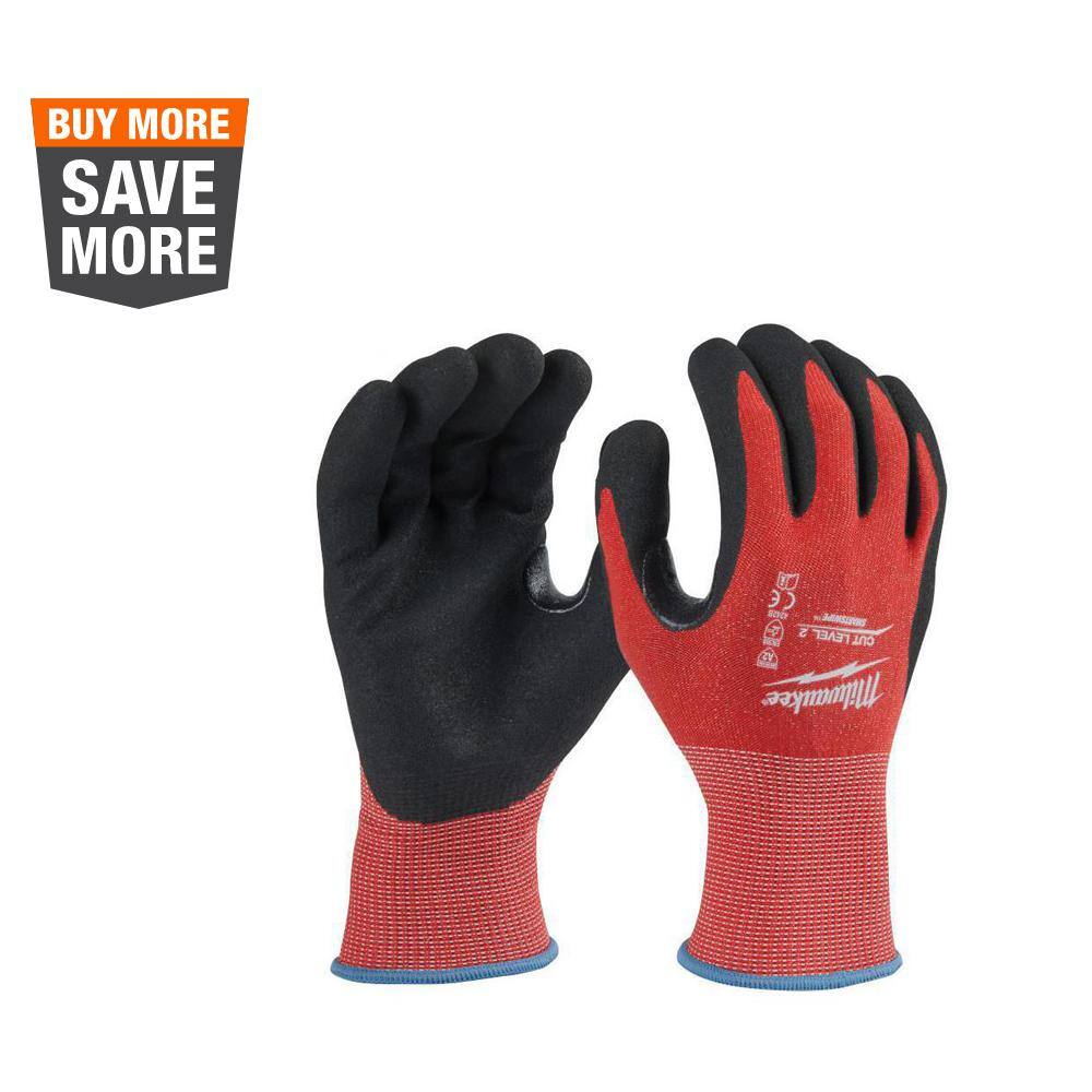 MW Medium Red Nitrile Level 2 Cut Resistant Dipped Work Gloves 48-22-8926