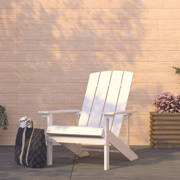 Merrick Lane All weather Poly Resin Wood Adirondack Chair In White