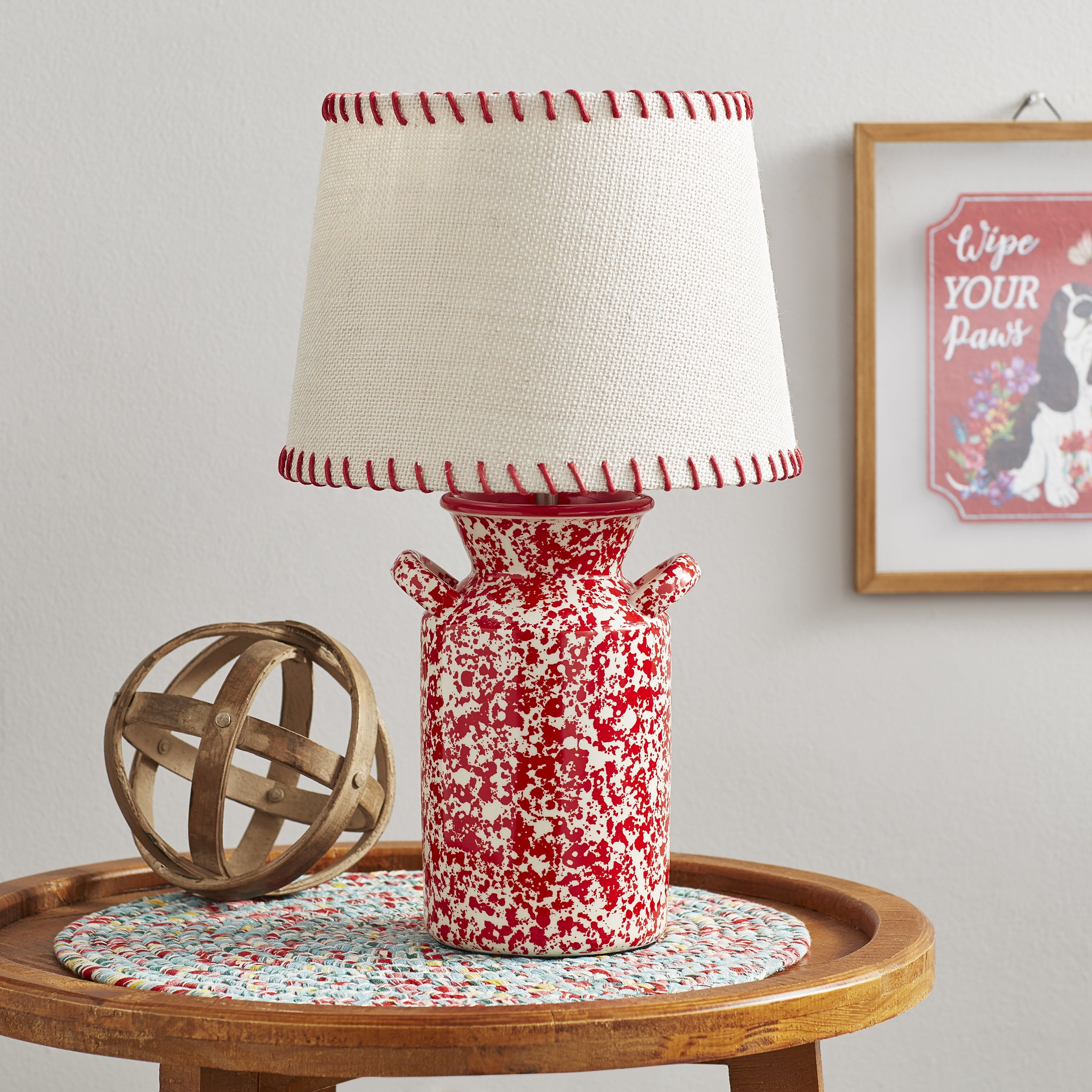 The Pioneer Woman Country Splatter Table Lamp, Red Finish with LED Bulb Included