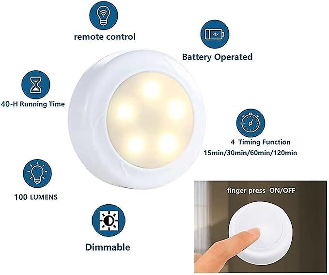 Battery Powered Light Bulb With Remote Control For Non Electric Fixtures，aaa Operated Led Bulbs Warm White Small E27 Puck Lights Daylight Emergency Ba