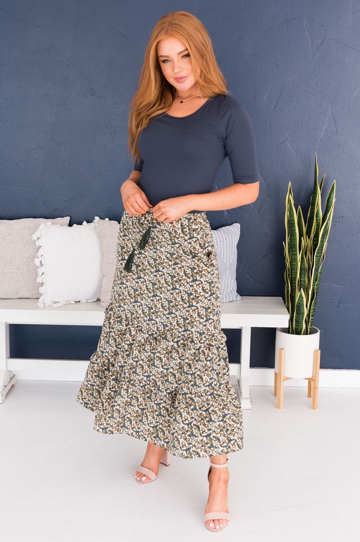 Glowing On You Modest Ruffle Skirt