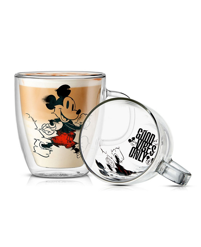 JoyJolt Mickey Mouse Glitch Double Wall Coffee Mugs 2 Piece