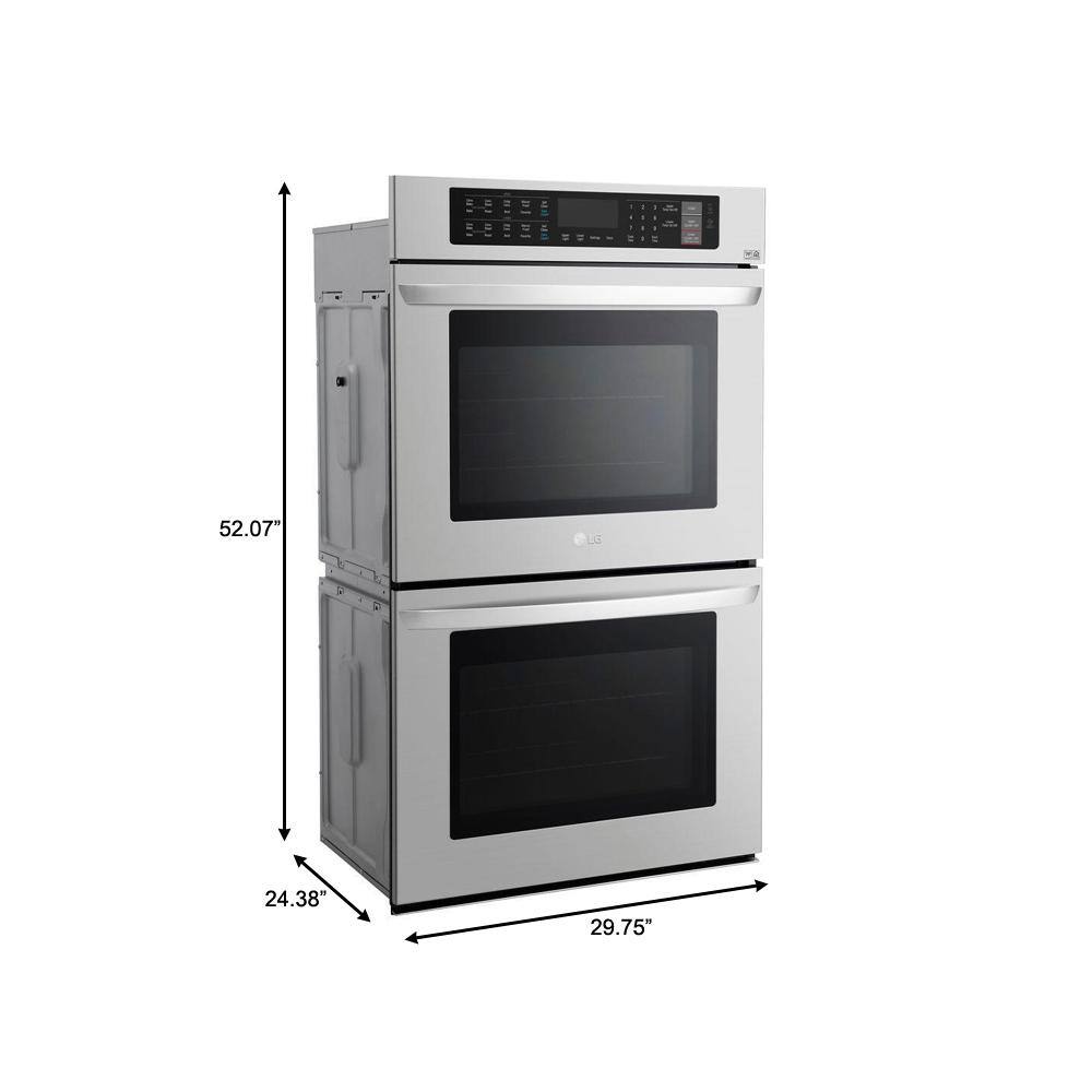 LG 30 in. Double Electric Wall Oven Self-Cleaning with Convection and EasyClean in Stainless Steel LWD3063ST