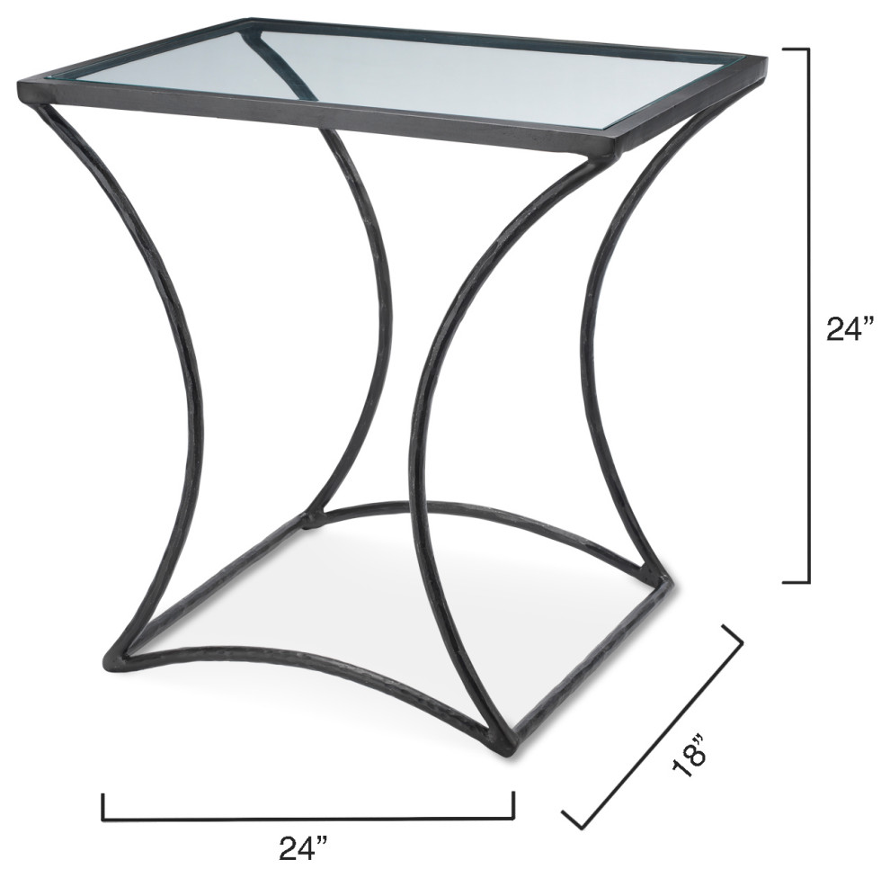 Black Iron Glass Top Square Kai Side Table   Industrial   Side Tables And End Tables   by Sideboards and Things  Houzz