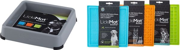 LickiMat Keeper Classic Dog Slow Feeder Bowl， 4 count