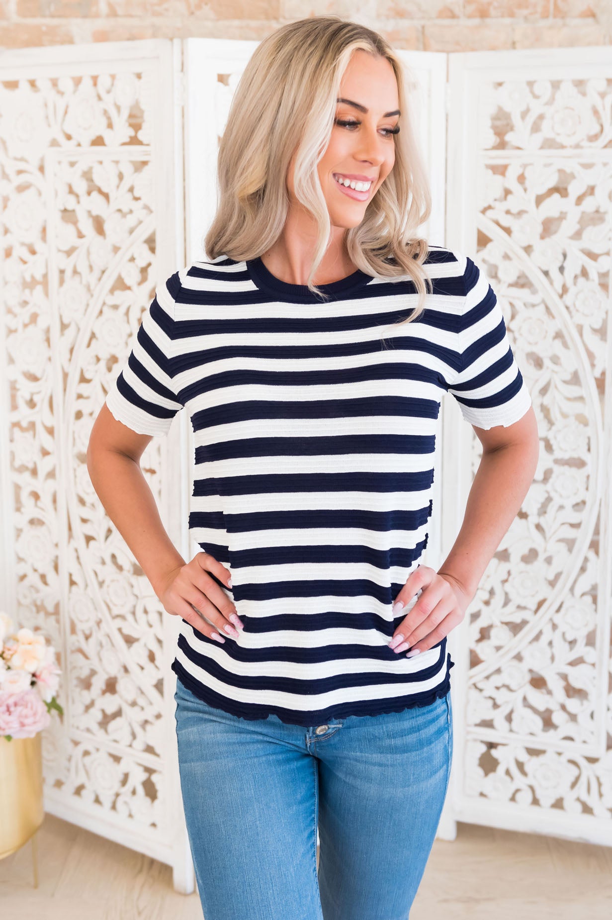 Seascape Modest Striped Top