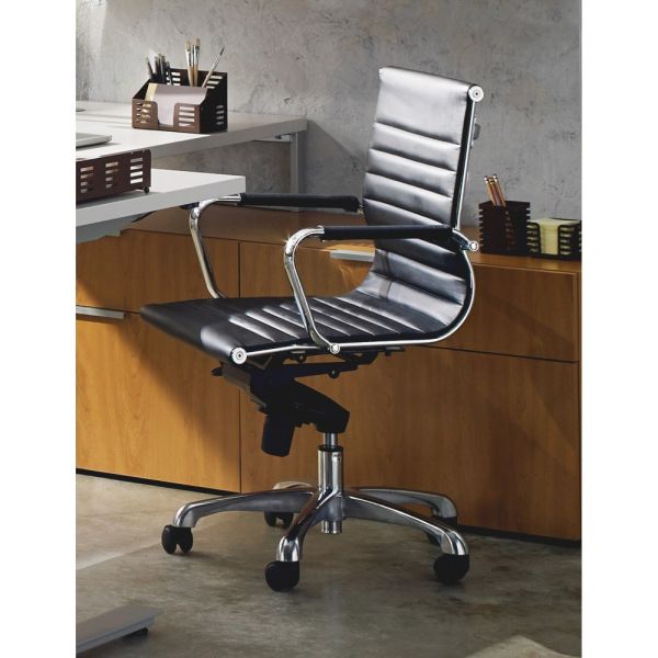 Lorell Modern Chair Series Mid-back Leather Office Chair