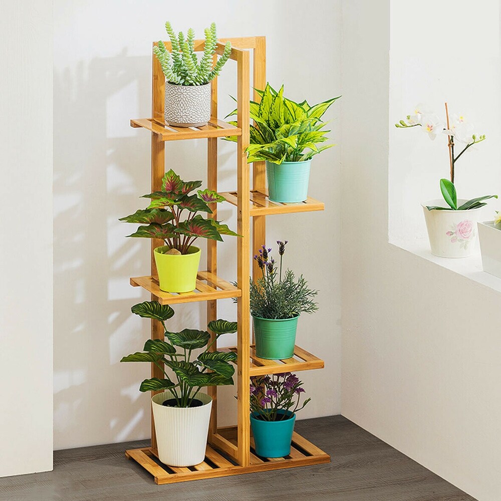 Bamboo 5 Tier Plant Stand Rack Multiple Flower Pot Holder Display   S