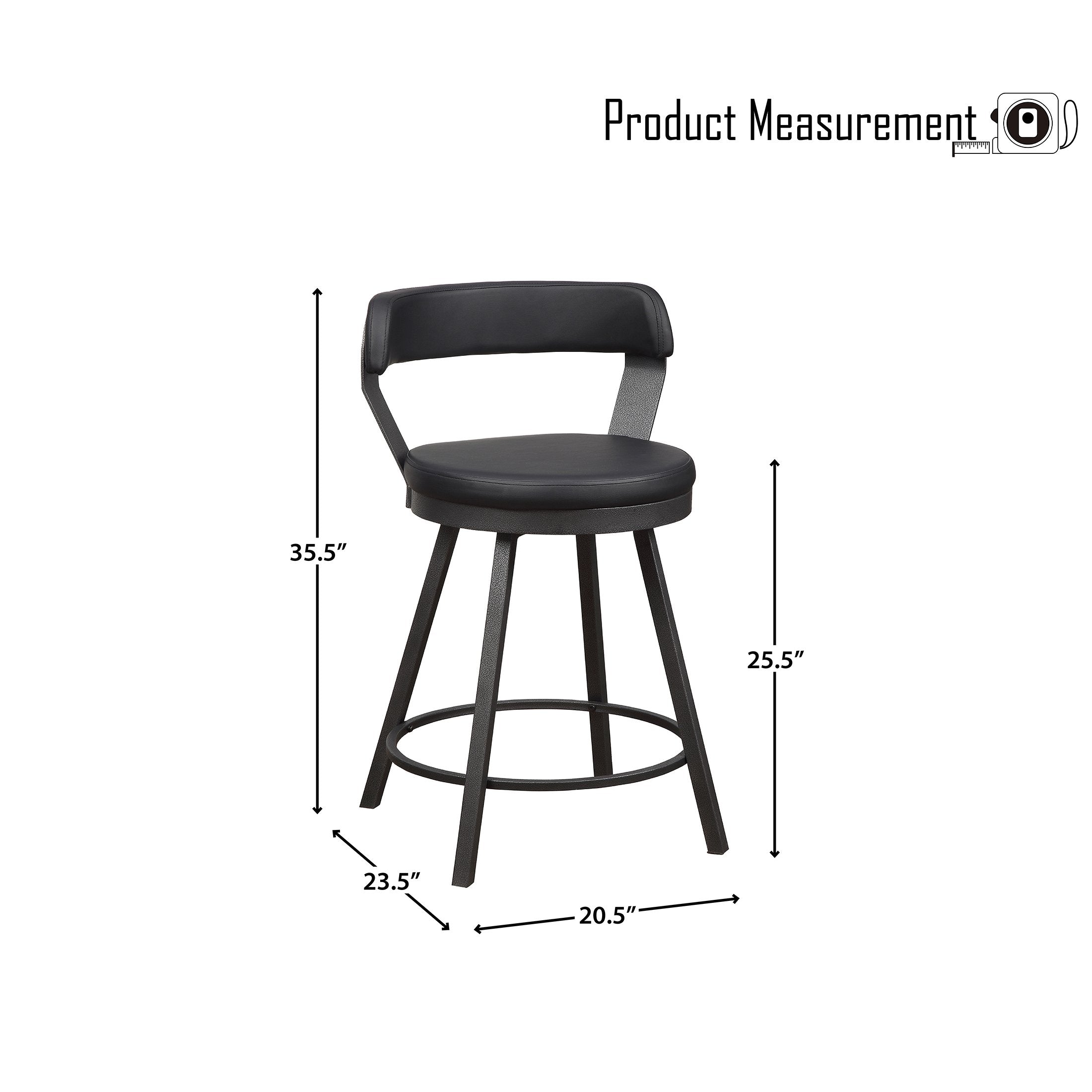 OakvillePark Belmar Swivel Counter Height Barstool (Set of 2)， Black