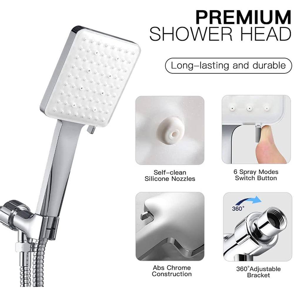 YASINU 6-Spray Patterns 1.8 GPM 4 in. Wall Mount Handheld Shower Head in Chrome YNAC117CH