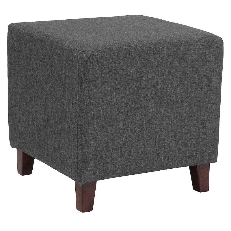 Emma and Oliver Taut Upholstered Cube Ottoman Pouf in Black Fabric