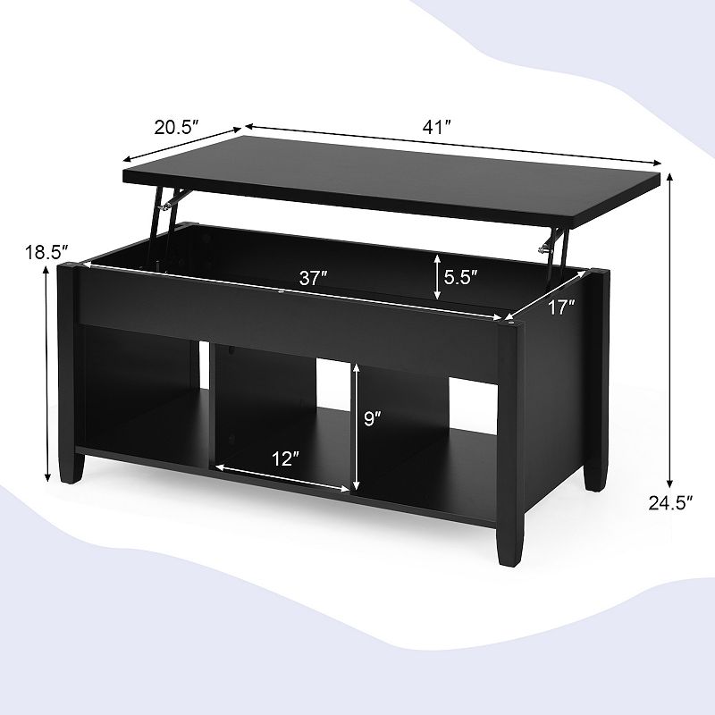 Lift Top Coffee Table with Storage Lower Shelf