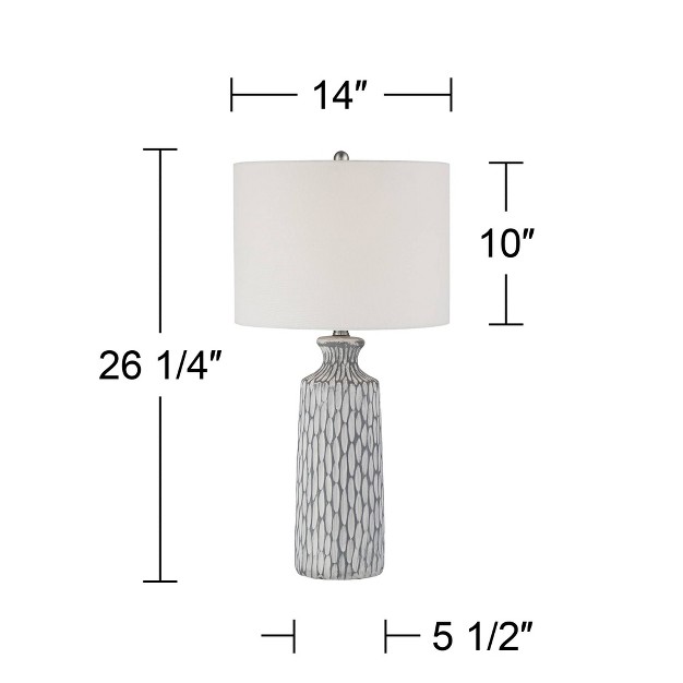 High Gray White Wash Geometric Ceramic Drum Fabric Shade For Bedroom Living Room Bedside Office