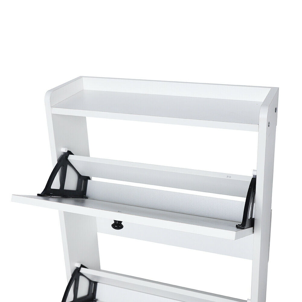 TFCFL 3-Tier Shoe Rack Storage Organizer with Drawers White Entryway 3-Tier Shoe Rack Storage Organizer with Drawers White Entryway Storage Cabinet Storage Cabinet