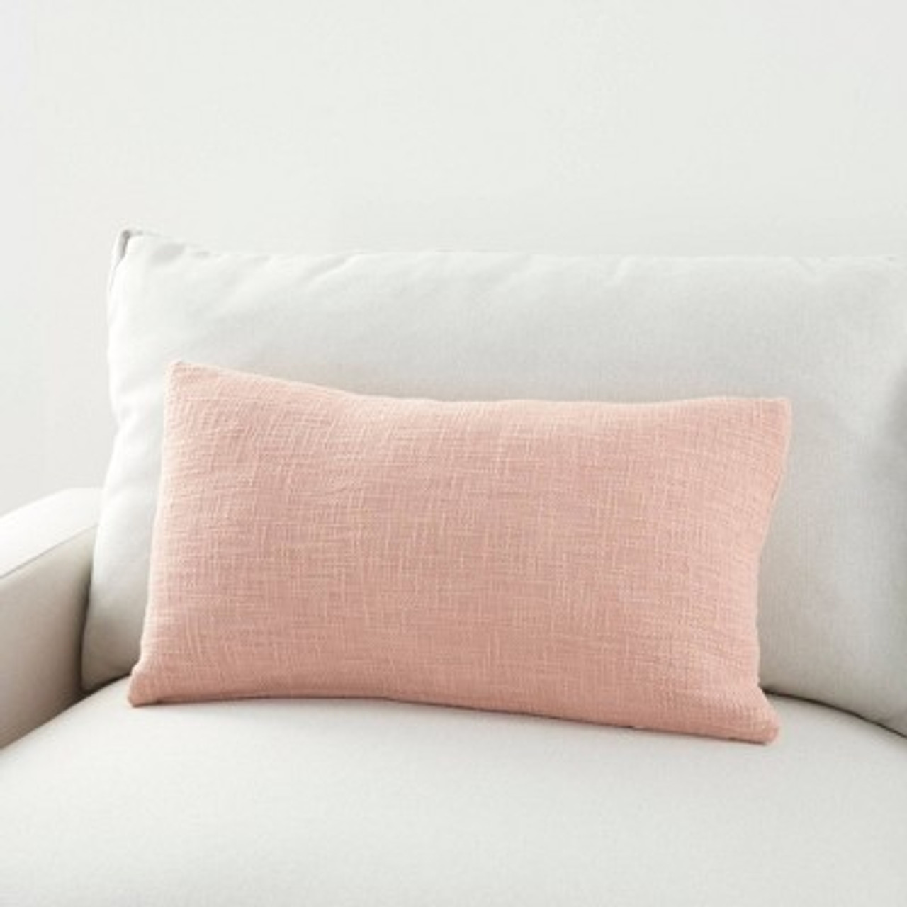 14x24 Oversized Life Styles Solid Woven Cotton Lumbar Throw Pillow Blush - Mina Victory