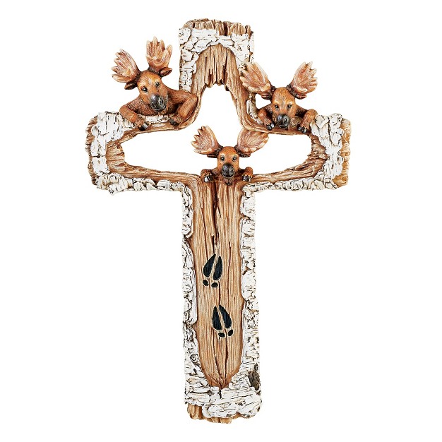 Collections Etc Rustic Intricately Carved Moose Wall Cross