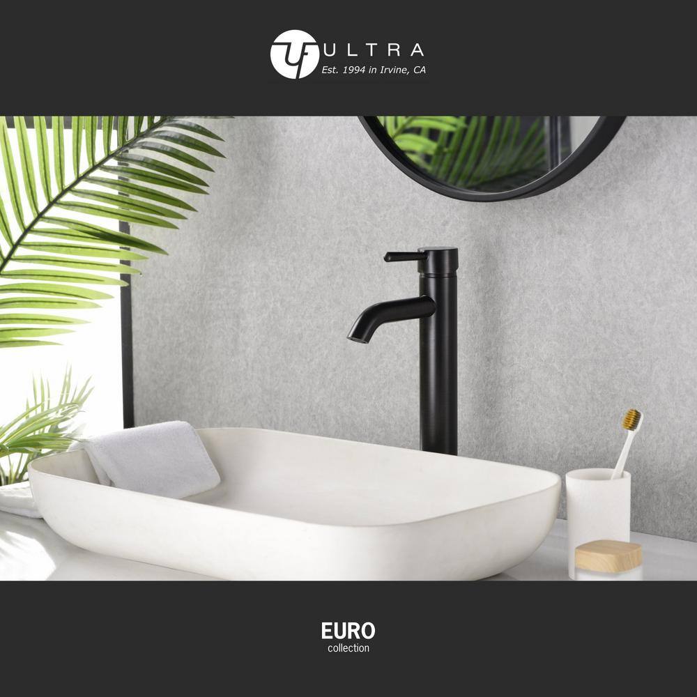 Ultra Faucets Euro Single Hole Single-Handle Tall Vessel Bathroom Sink Faucet Rust Resist in Oil Rubbed Bronze UF36605