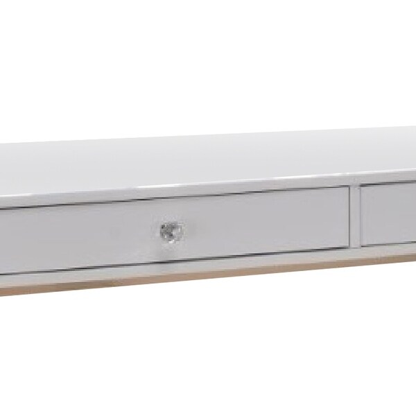 47 Inch Desk Console Table， 2 Drawers， Metal Frame， White， Gold