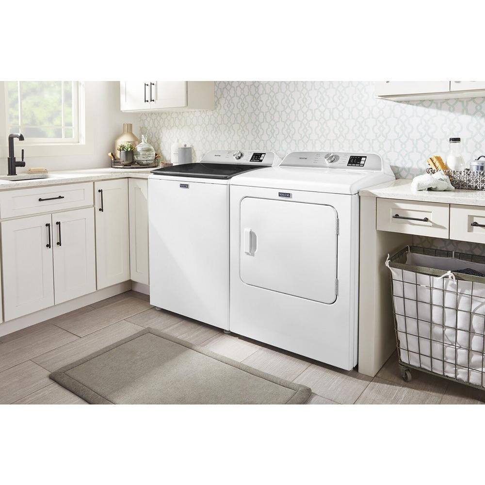 Maytag 7.0 cu. ft. 240-Volt White Electric Vented Dryer with Moisture Sensing MED6200KW