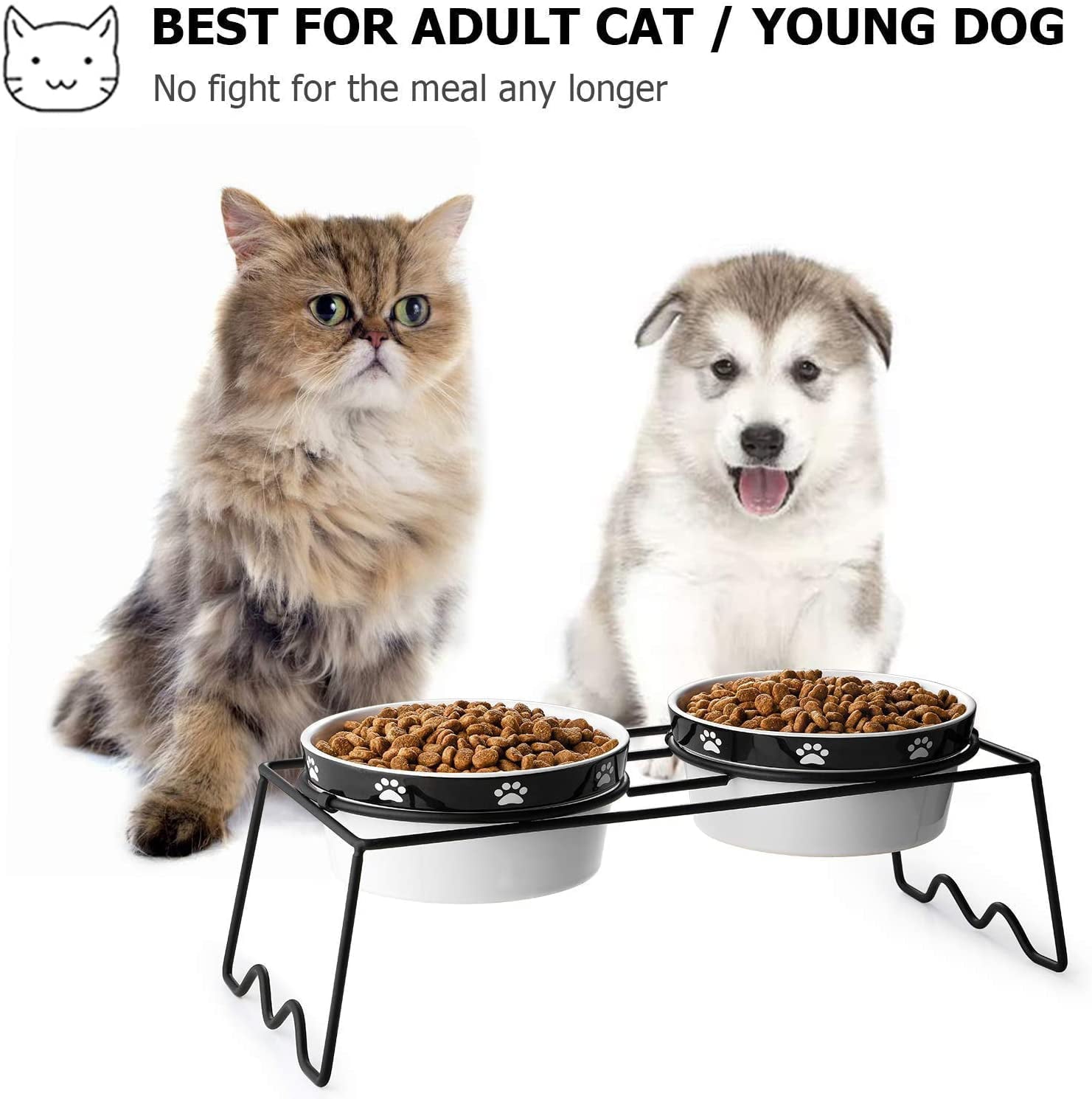 Y YHY Raised Dog Bowls, Elevated Dog Bowls 24oz, Ceramic Dog Cat Bowls for Food and Water, Pet Bowls for Dogs and Cat, Prevent Neck Pain, Anti Slip Feet