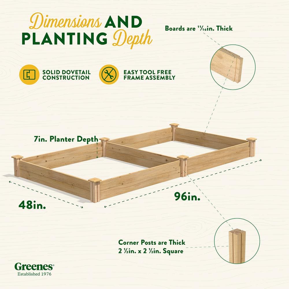 Greenes Fence 4 ft. x 8 ft. x 7 in. Original Cedar Raised Garden Bed RC48967