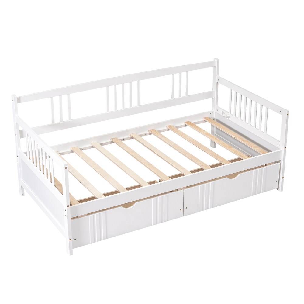 Classic and Stylish Design Twin Size Daybed Wood Bed with Two Drawers