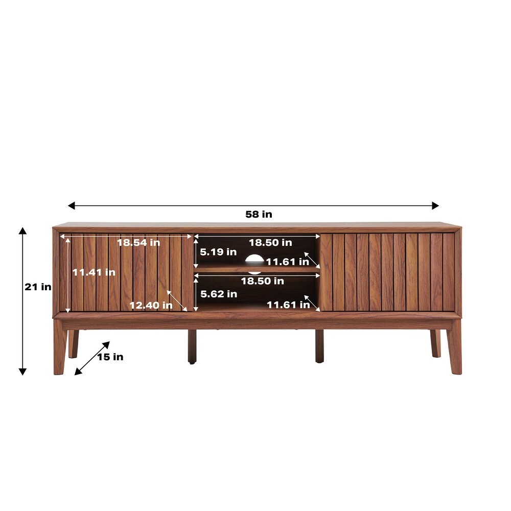 Damien 58 in. Farmhouse 3 Storage Sliding Door TV Stand Fits TVs up to 65 in. with Cable Management  by JONATHAN Y   58\