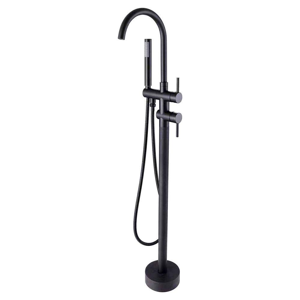 Parrot Uncle Kebo Double Handle Floor Mounted Clawfoot Tub Faucet in Matte Black JK-RBBF61001MB