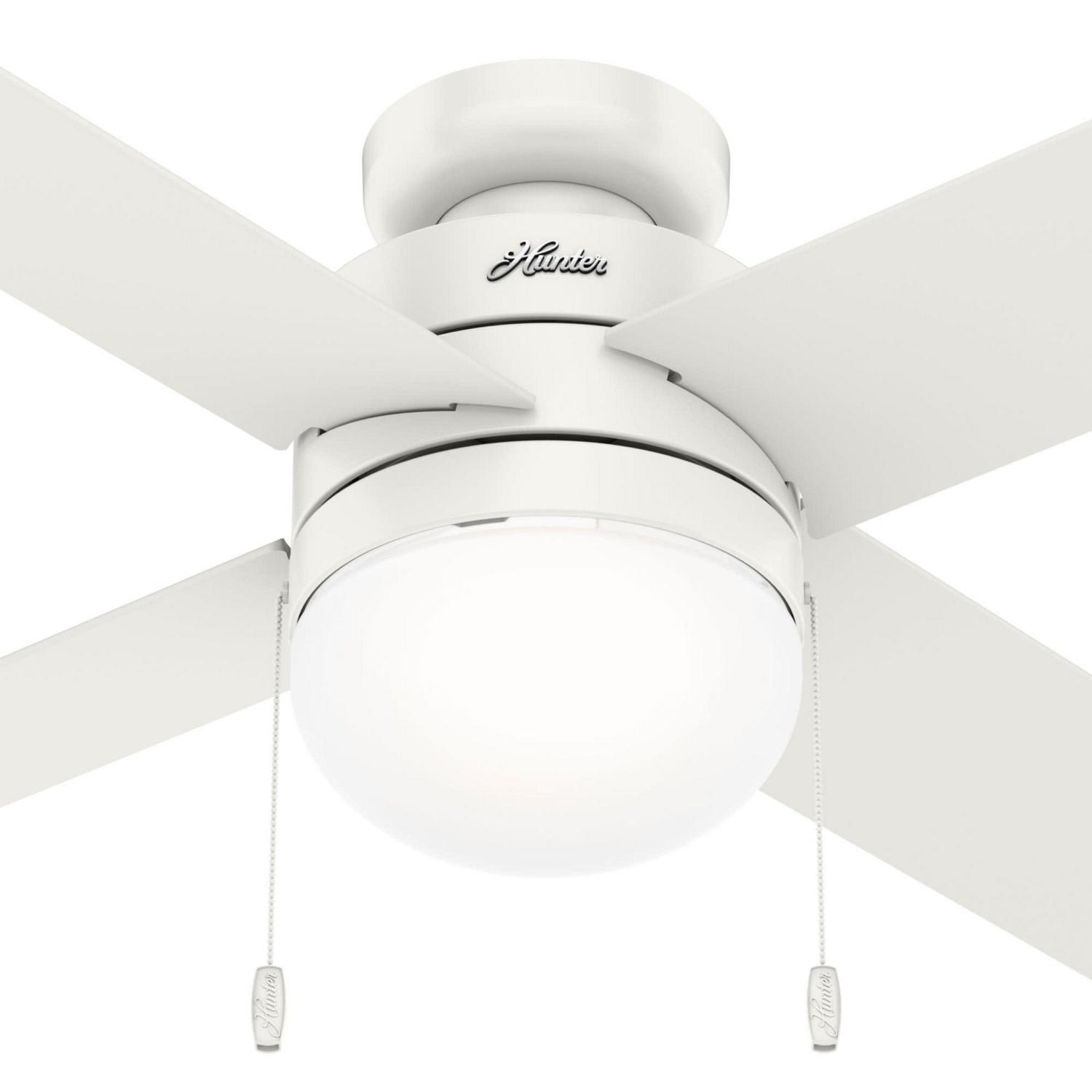 44in Timpani Ceiling Fan in Fresh White with LED Light Kit