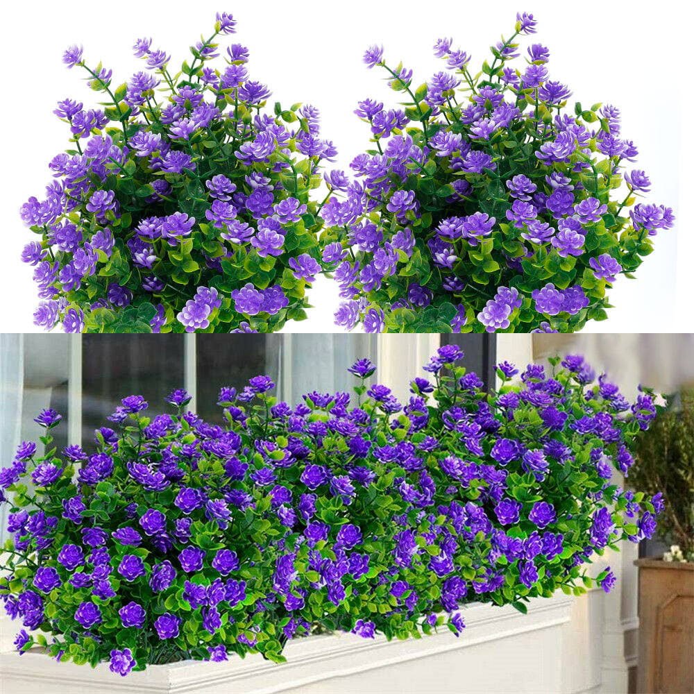 Willstar 6pcs Artificial Flowers , Hanging Planter Outdoor UV Resistant Shrubs Plants ,for Home Wedding Porch Window Patio and Garden Decor