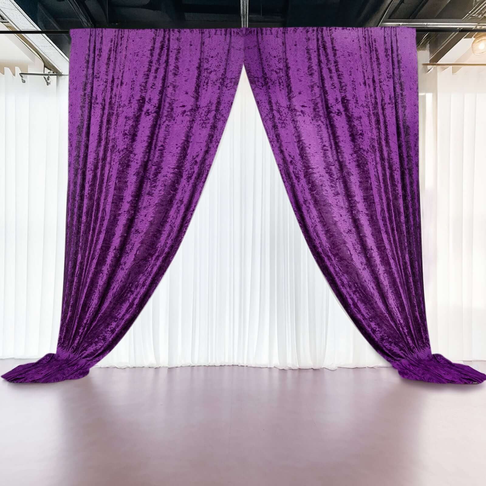 Purple Premium Smooth Velvet Backdrop Drape Curtain, Privacy Photo Booth Event Divider Panel with Rod Pocket - 5ftx12ft