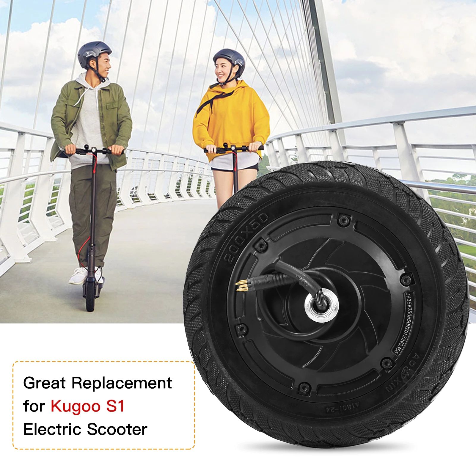 Superbsail Kugoo S1 Electric Scooter 36V 350W Engine Motor Tire Wheel Solid Tire Engine Motor Driving Tire Scooter Hub Motor