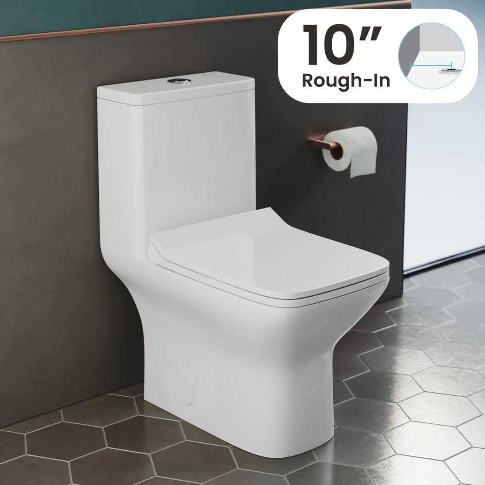 Swiss Madison Carre 10 in. 1-piece 1.11.6 GPF Dual Flush Square Toilet in Glossy White Seat Included SM-1T276