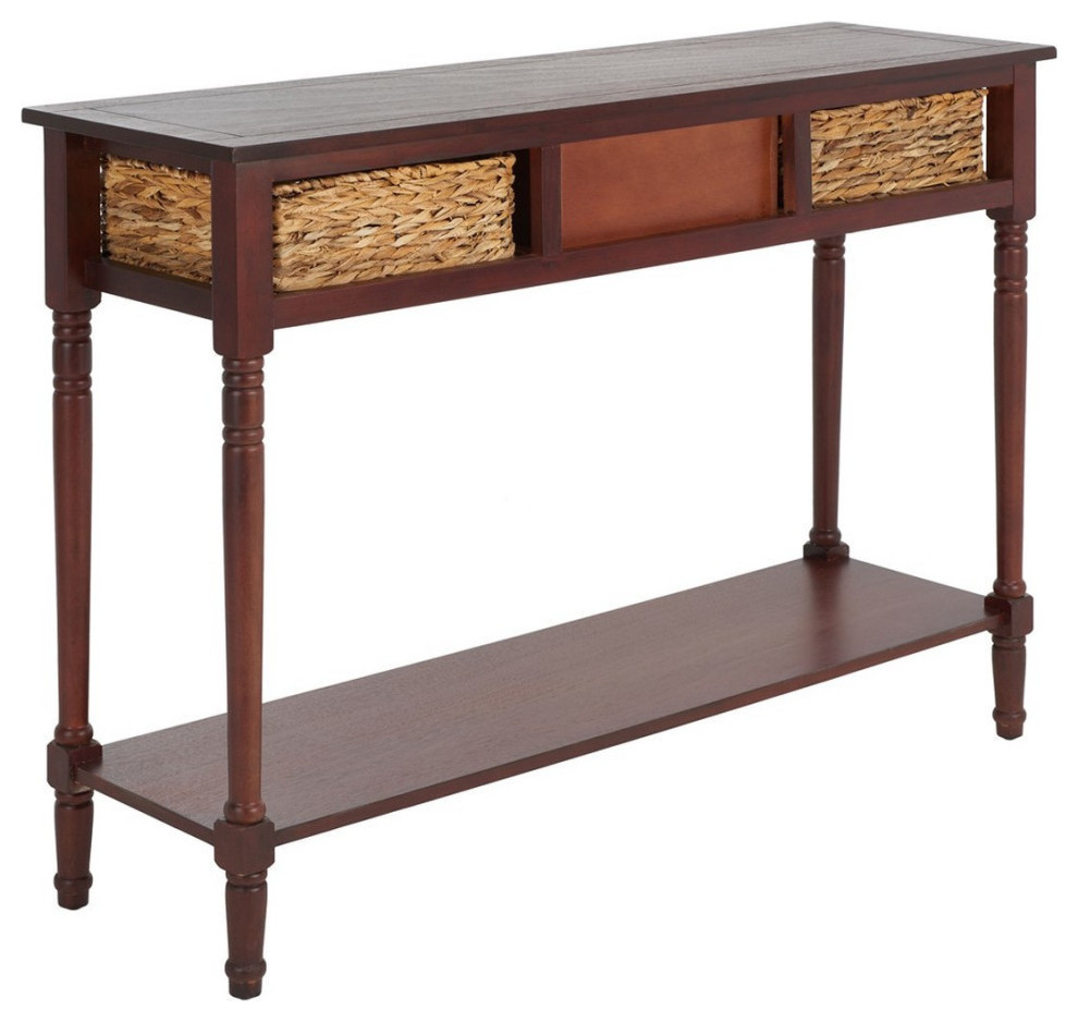 Marissa Console Table With Storage Cherry   Traditional   Console Tables   by Rustic Home Furniture Deco  Houzz