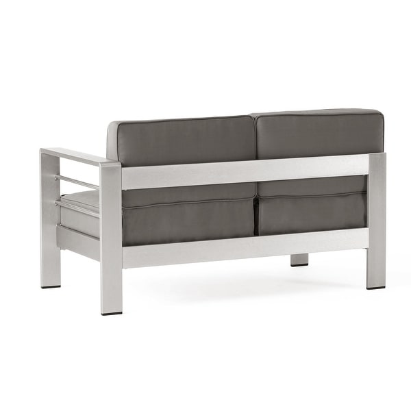 Cape Coral Outdoor 11 Seater Aluminum UShaped Sofa Sectional and Ottoman Set by Christopher Knight Home