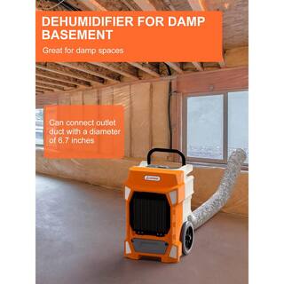 Runesay 190 pt. 7500 sq.ft. Auto Defrost Industrial Commercial Dehumidifier in. OrangesPeaches with Pump for Large Space DHOXR190B7132