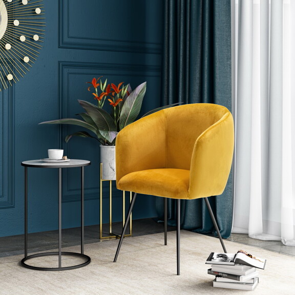 Modrest Luzerne Modern Yellow Velvet Dining Chair ...