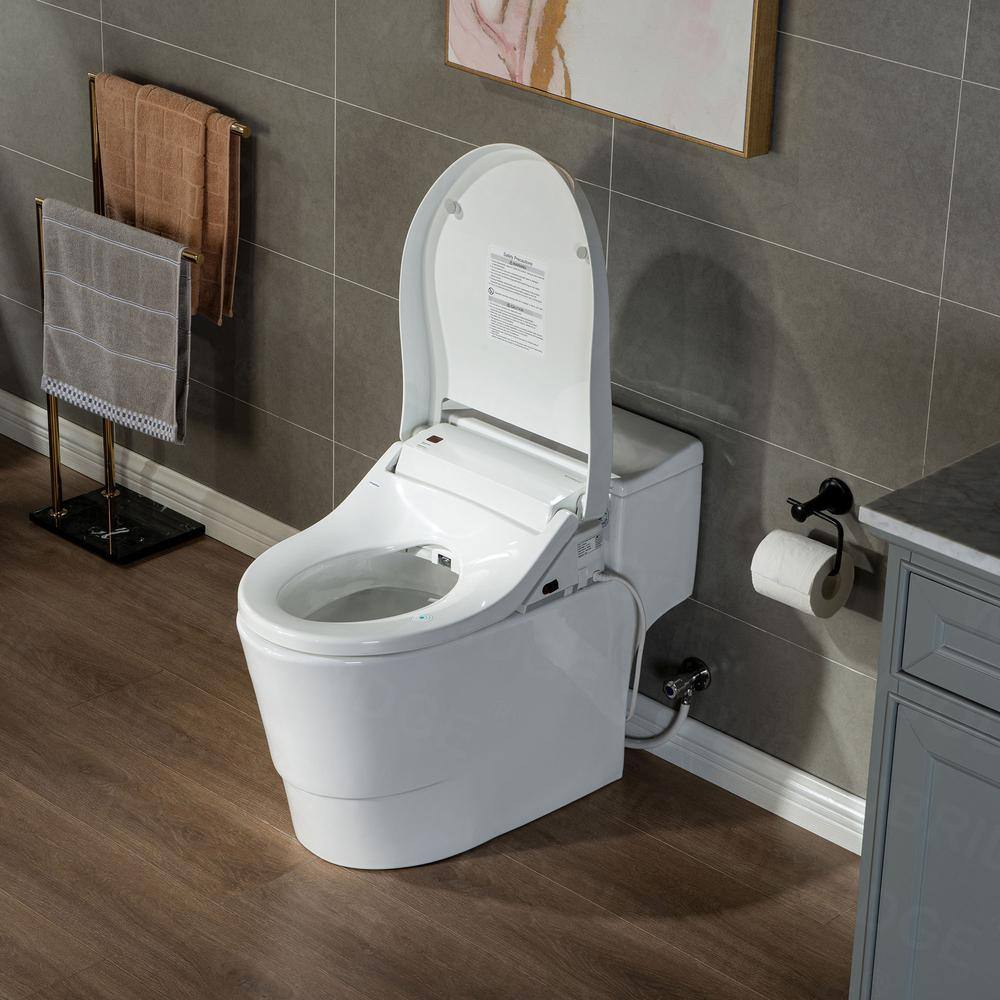 WOODBRIDGE Revel One Piece 1.1GPF1.6 GPF Dual Flush Elongated Toilet with Advance Smart Bidet Toilet in White HT737