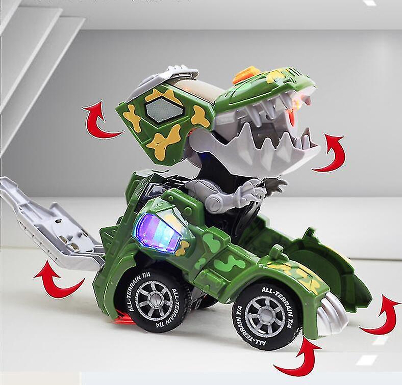 Transforming Dinosaur Car Toys With Light And Music， Xmas Gift