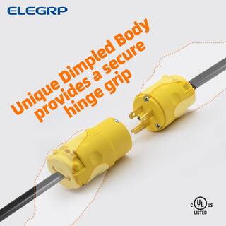 ELEGRP 15 Amp 125-Volt NEMA 5-15P 2 Pole 3 Wire Grounding Straight Blade Plug Yellow (5-Pack） EP31-0705