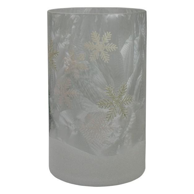 Deer Pine And Snowflakes Hand Painted Flameless Glass Christmas Candle Holder