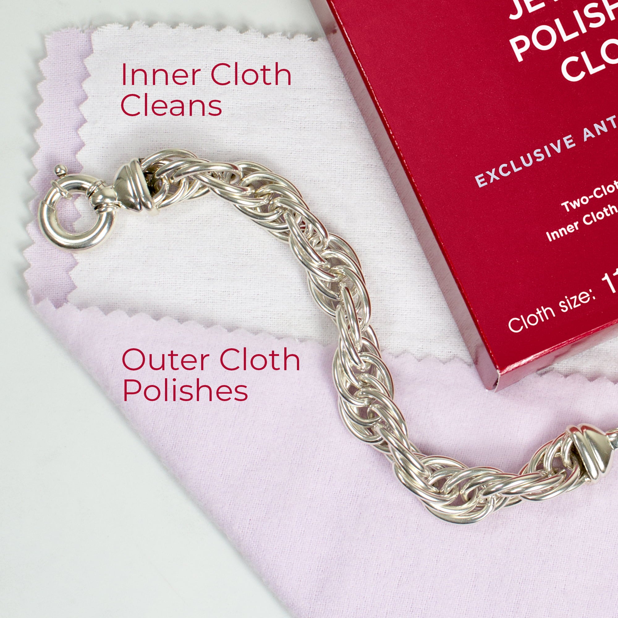 Connoisseurs Silver Jewelry Polishing Cloth Cleans and Polishes All Silver Jewelry