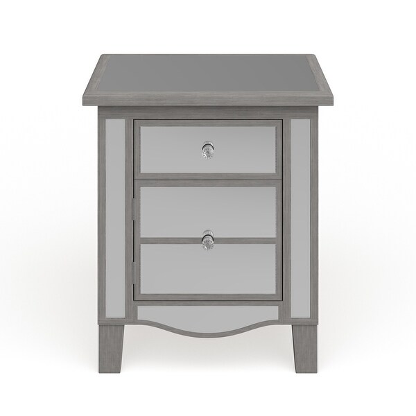 Silver Orchid Talmadge Mirrored End Table with Drawer and Cabinet