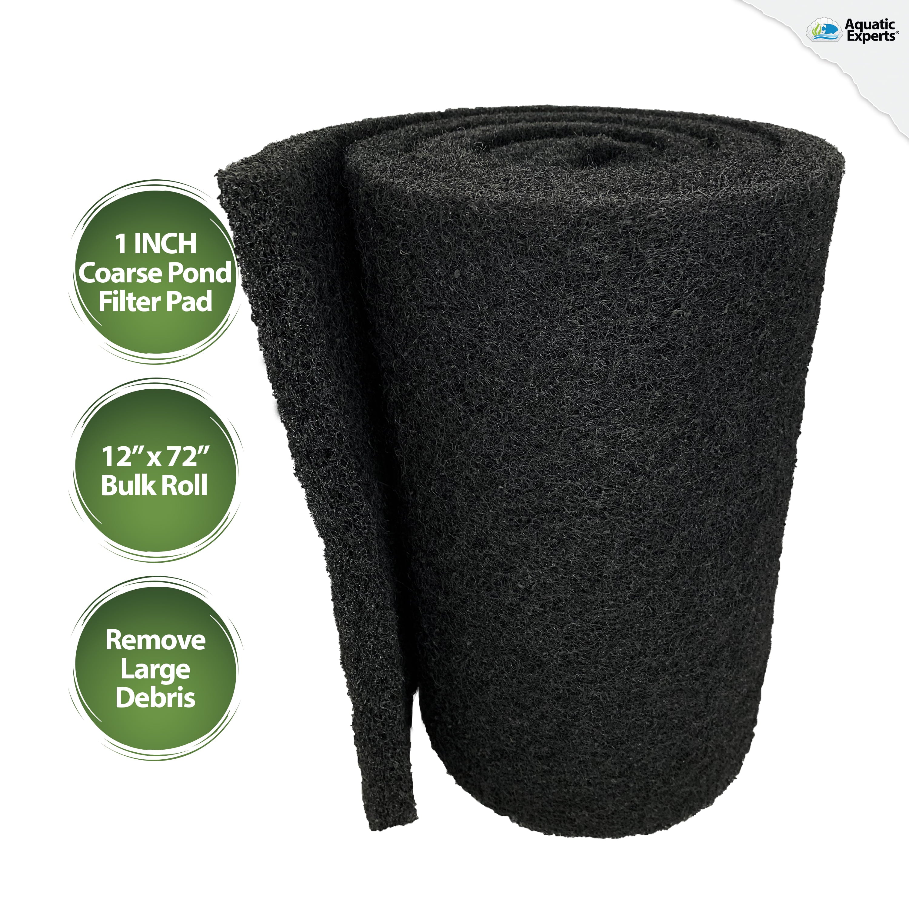 Aquatic Experts - Classic Black Koi Pond Filter Pad， Coarse Filter Pad， Bulk Roll， 12