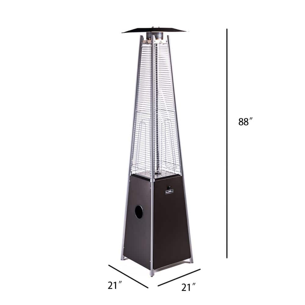 Wildaven 40,000 BTU Black Quartz Glass Tube Propane Patio Heater with Portable Wheels WELKEN220627004