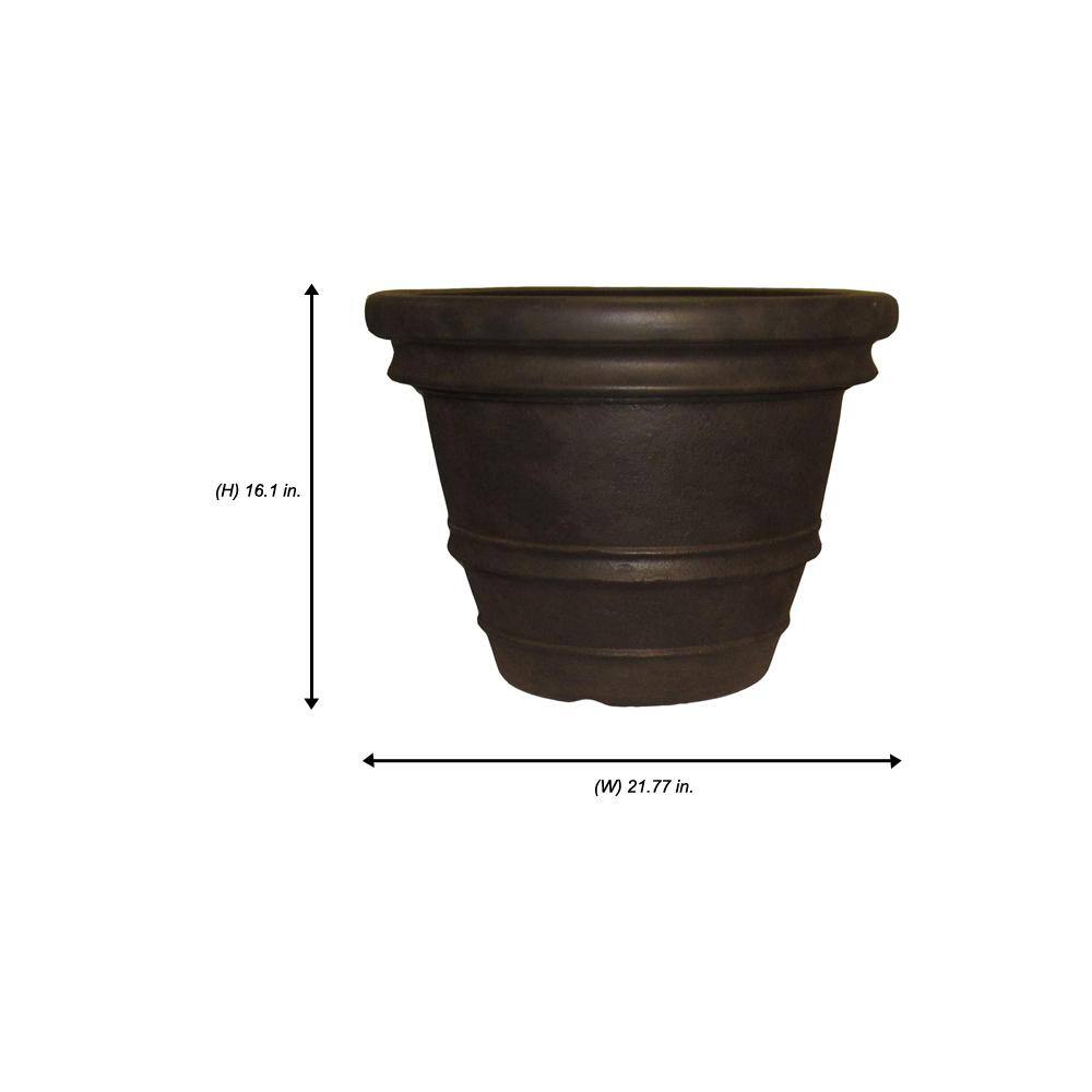 Vigoro 21.8 in. Sutter Creek Java Large Brown Resin Planter (21.8 in. D x 16.1 in. H) US936116