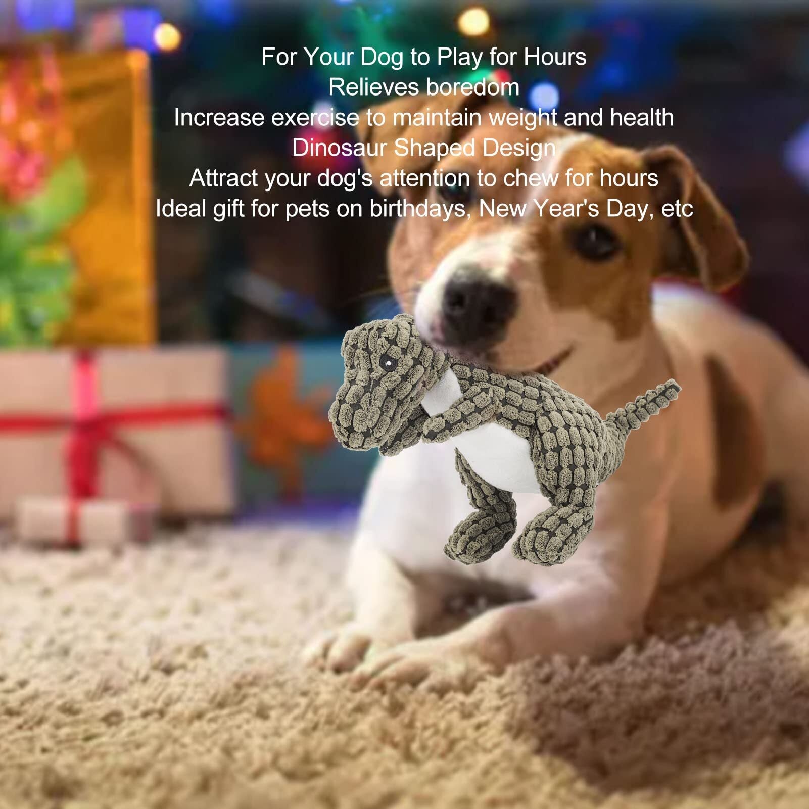 Dog Toys Plush Dog Toy Dog Squeaky Toy， Puppy Chewing Toy Interactive Dinosaur Shape Boredom Relief for Small Medium Pet