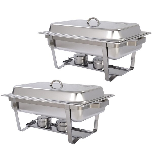 2 Packs Chafing 9 Quart Stainlessl Rectangular Chafer Buffet - 24