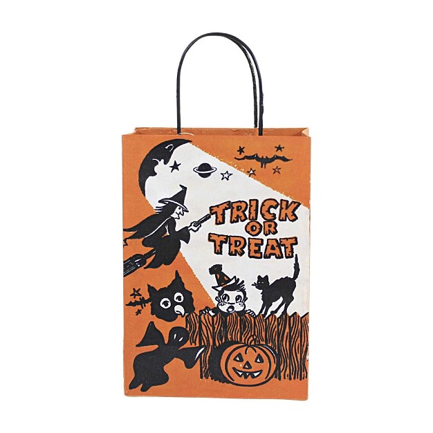 Halloween Tin Treat Bag One Tin Bag 7 5 Inches Bats Pumpkins Goodies Tin Orange