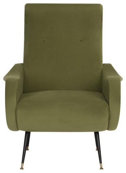 Olivia Velvet Retro Mid Century Accent Chair Olive Green   Midcentury   Armchairs And Accent Chairs   by Peachtree Fine Furniture  Houzz